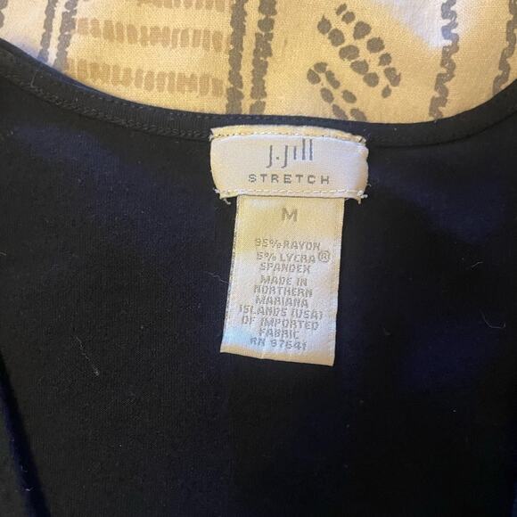 J Jill stretch black crossover front long sleeve shirt top M - Picture 3 of 4